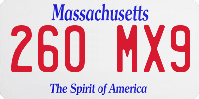MA license plate 260MX9