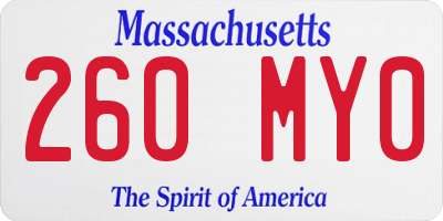 MA license plate 260MY0