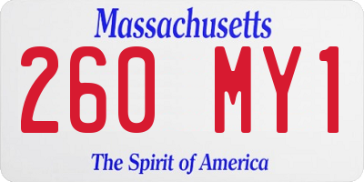 MA license plate 260MY1