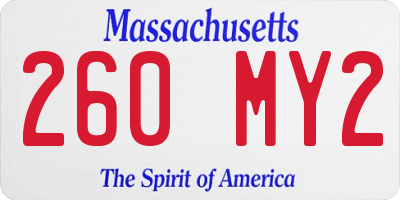 MA license plate 260MY2