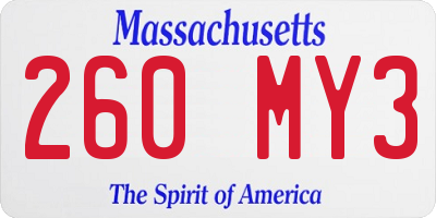 MA license plate 260MY3