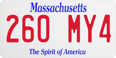 MA license plate 260MY4