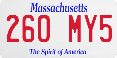 MA license plate 260MY5