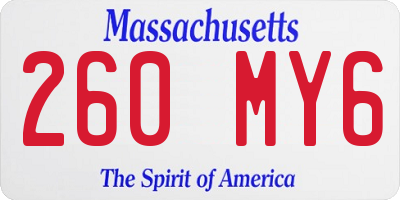 MA license plate 260MY6