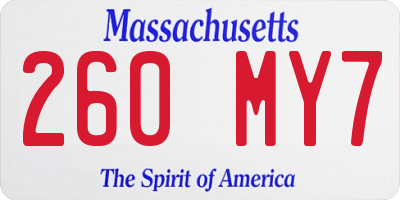 MA license plate 260MY7