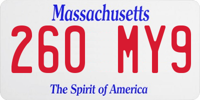 MA license plate 260MY9