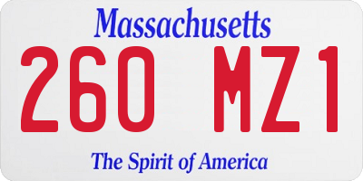 MA license plate 260MZ1