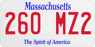 MA license plate 260MZ2