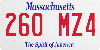 MA license plate 260MZ4