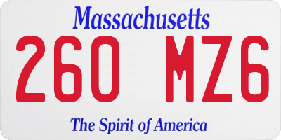 MA license plate 260MZ6