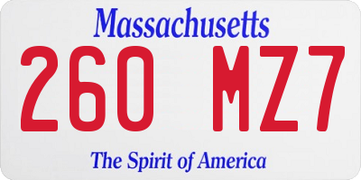 MA license plate 260MZ7