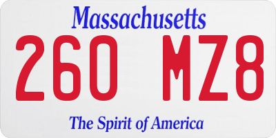 MA license plate 260MZ8