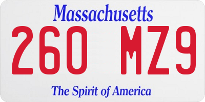 MA license plate 260MZ9