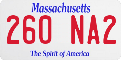 MA license plate 260NA2
