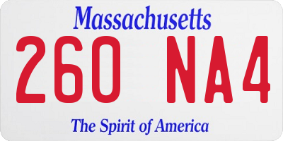 MA license plate 260NA4