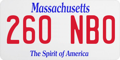 MA license plate 260NB0