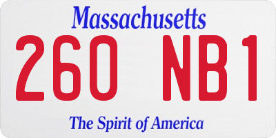 MA license plate 260NB1
