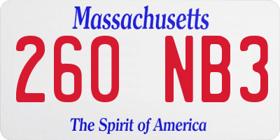MA license plate 260NB3