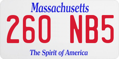 MA license plate 260NB5