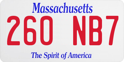 MA license plate 260NB7
