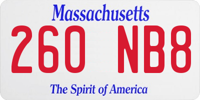 MA license plate 260NB8
