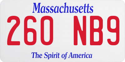 MA license plate 260NB9