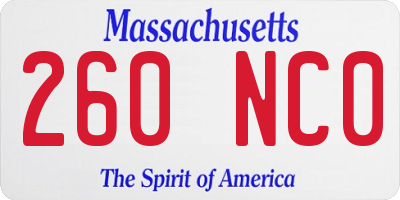 MA license plate 260NC0