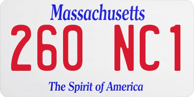 MA license plate 260NC1