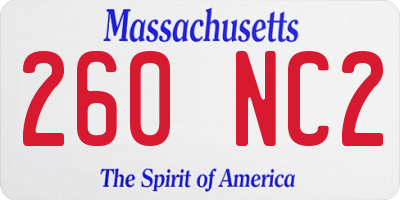 MA license plate 260NC2