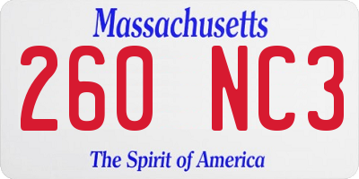 MA license plate 260NC3