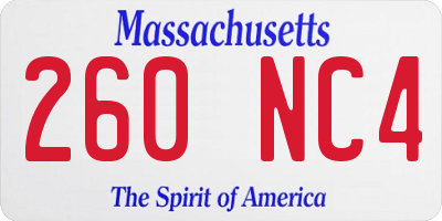 MA license plate 260NC4