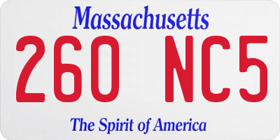 MA license plate 260NC5