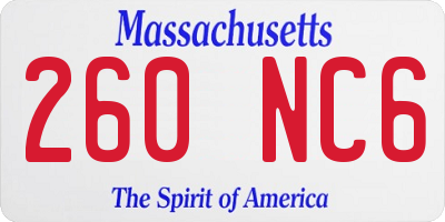 MA license plate 260NC6