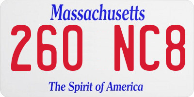 MA license plate 260NC8