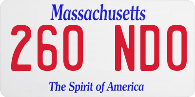 MA license plate 260ND0