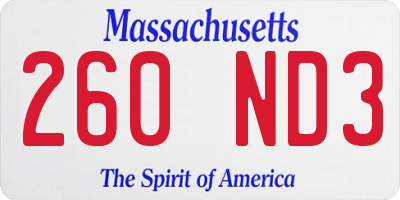 MA license plate 260ND3