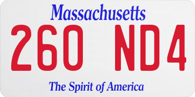 MA license plate 260ND4