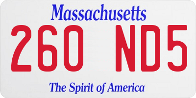 MA license plate 260ND5