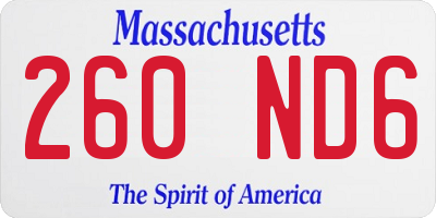 MA license plate 260ND6