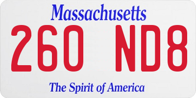 MA license plate 260ND8