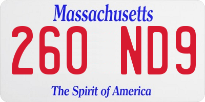 MA license plate 260ND9