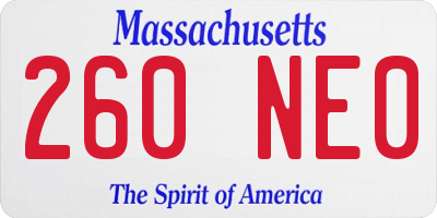 MA license plate 260NE0