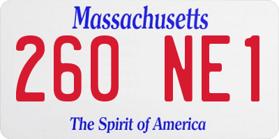 MA license plate 260NE1