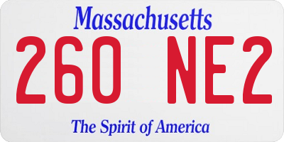 MA license plate 260NE2