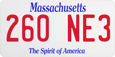 MA license plate 260NE3