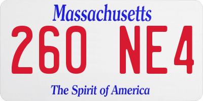 MA license plate 260NE4