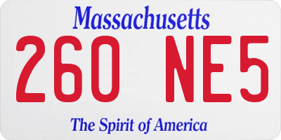 MA license plate 260NE5