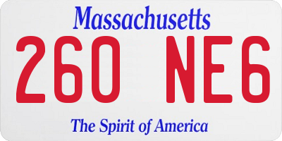 MA license plate 260NE6