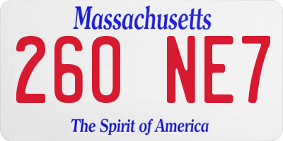 MA license plate 260NE7