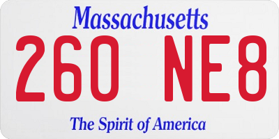 MA license plate 260NE8